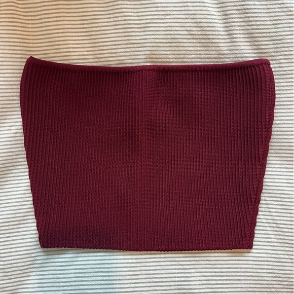 Babaton Deep Burgundy Ribbed Tube Top - Picture 2 of 2